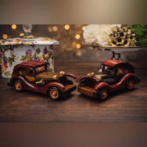 Vintage Wooden Car Decor Set Handcrafted Retro Cars